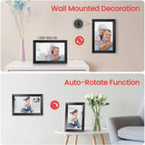 WiFi Digital Photo Frame 10.1-Inch Wooden Frame - 16GB Storage, IPS Touchscreen, App Remote Sharing