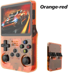 Orange-red  Retro Portable Gaming Console with 128GB, 1 Memory Card - 3D Games, HD Display, and Dual Joysticks