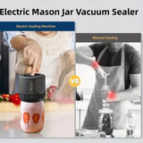 Portable Vacuum Sealer for Mason Jars,Regular Model KZ-80 (60 sec stop or manual stop) - Black Electric Food Preservation Machine with  LED Display