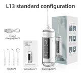 L13 White Portable Electric Water Flosser - Handheld Teeth Cleaner, USB Rechargeable, Deep Oral Irrigator