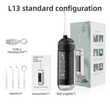 L13 Black Portable Electric Water Flosser - Handheld Teeth Cleaner, USB Rechargeable, Deep Oral Irrigator