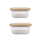 2pc Bamboo Cover Food Container Medium and Large