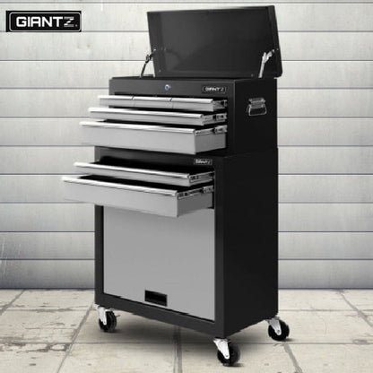 Giantz 7 Drawer Toolbox Trolley Black and Grey