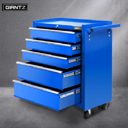 Giantz 5 Drawer Mechanic Tool Box Storage Trolley - Blue