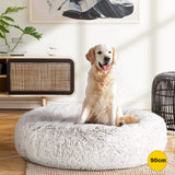 Pet Bed Dog Cat Calming Bed Large 90cm White Sleeping Comfy Cave Washable