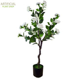 Artificial Plant Camellia Tree Flowering Natural White100cm