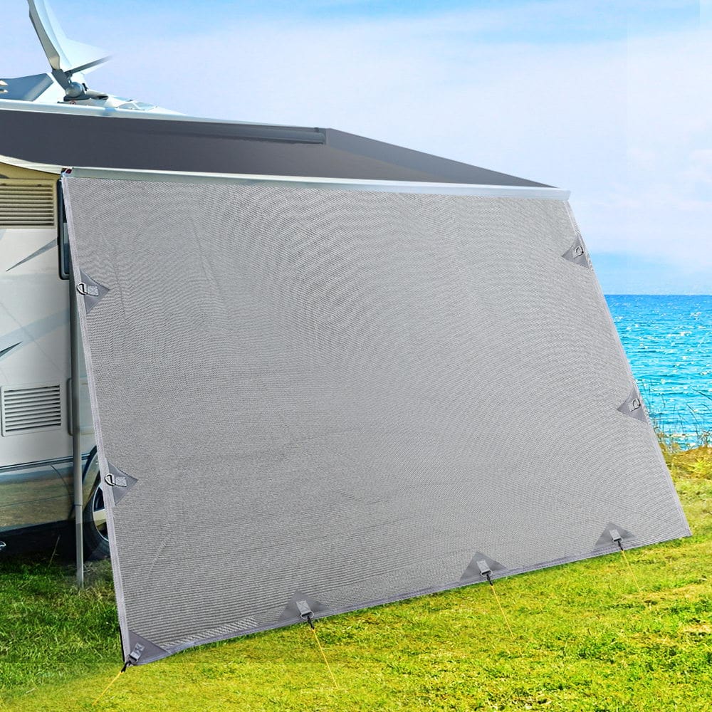 3.4M Caravan Privacy Screens 1.95m Roll Out Awning End Wall Side Sun Shade