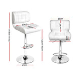 Artiss Set of 2 PU Leather Gas Lift Bar Stools - White and Chrome