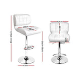 4x Bar Stools PU Leather Chrome Kitchen Bar Stool Chairs Gas Lift White