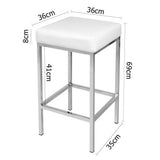 Artiss Set of 2 PU Leather Backless Bar Stools - White