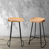 Artiss Set of 2 Wooden Backless Bar Stools - Natural