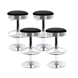 4x Leather Bar Stools Kitchen Bar Stool Dining Chair Black Anton Swivel