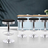 4x Leather Bar Stools Kitchen Bar Stool Dining Chair Black Anton Swivel