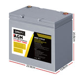 Giantz AGM Deep Cycle Battery 12V 75Ah x2 Box Portable Solar Caravan Camping