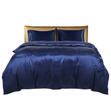 DreamZ Silky Satin Quilt Cover Set Bedspread Pillowcases Summer King Blue