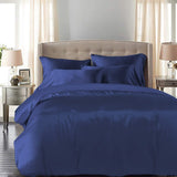 DreamZ Silky Satin Quilt Cover Set Bedspread Pillowcases Summer King Blue