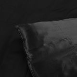 DreamZ Silky Satin Quilt Cover Set Bedspread Pillowcases Summer Single Black