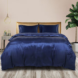 DreamZ Silky Satin Quilt Cover Set Bedspread Pillowcases Summer Single Blue