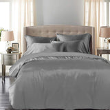 DreamZ Silky Satin Quilt Cover Set Bedspread Pillowcases Summer Single Grey