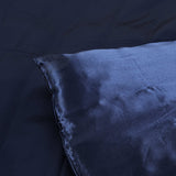 DreamZ Silky Satin Quilt Cover Set Bedspread Pillowcases Summer Super King Blue