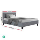 Artiss Neo Bed Frame Fabric - Grey Single