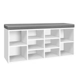 Artiss Fabric Shoe Bench with Storage Cubes - White