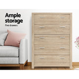 Artiss 5 Chest of Drawers - MAXI Pine