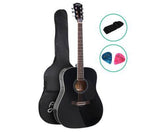 Alpha 41 Inch Acoustic Guitar Wooden Body Steel String Dreadnought Black