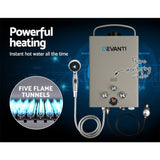 Devanti Portable Gas Water Heater 8L/Min With Pump LPG System Grey