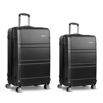 2 Piece Lightweight Hard Suit Case Luggage Black