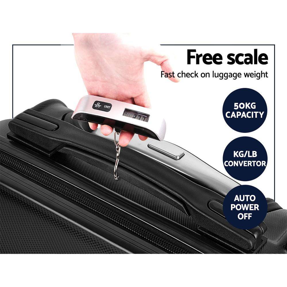 2 Piece Lightweight Hard Suit Case Luggage Black