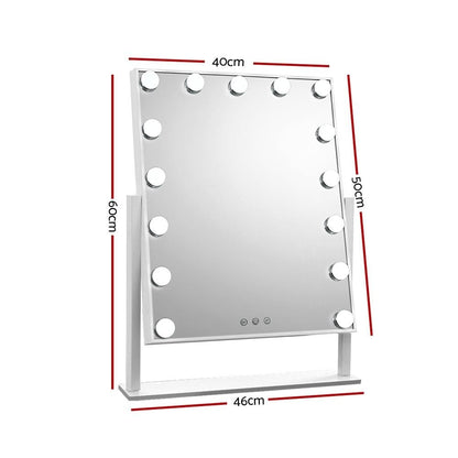 Hollywood Makeup Mirror with 15 Dimmable Bulb Lighted Dressing Mirror 40cm x 50 cm