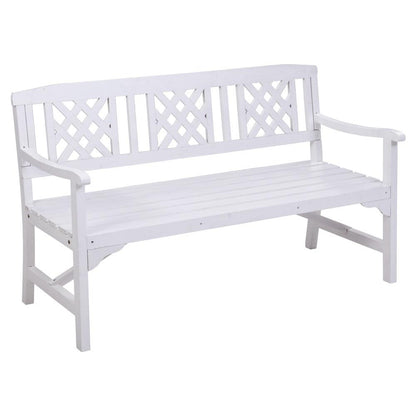 Wooden Garden Bench Chair 3 Seater-White