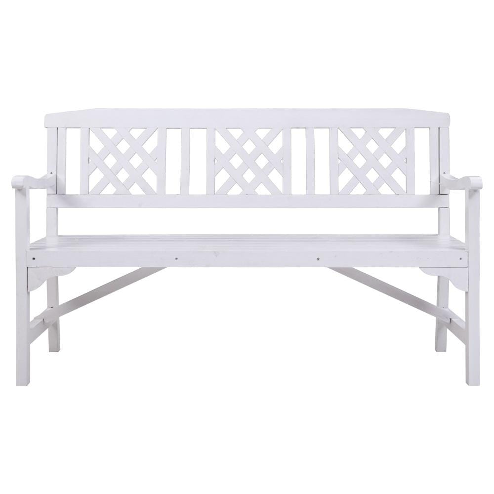 Wooden Garden Bench Chair 3 Seater-White