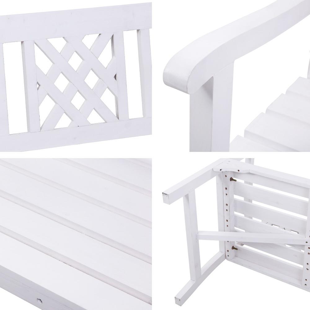 Wooden Garden Bench Chair 3 Seater-White