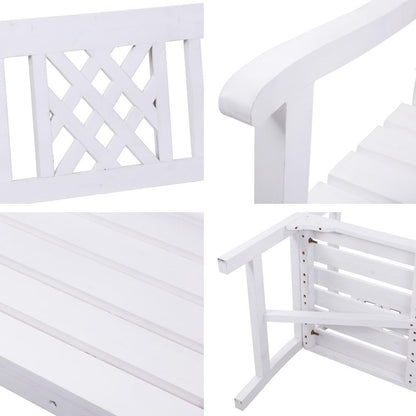 Wooden Garden Bench Chair 3 Seater-White