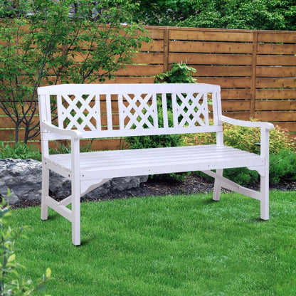 Wooden Garden Bench Chair 3 Seater-White