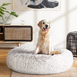 Pet Bed Dog Cat Calming Bed Large 90cm White Sleeping Comfy Cave Washable