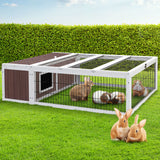 i.Pet Wooden Rabbit Hutch Chicken Coop Run Cage Habitat House Outdoor Large