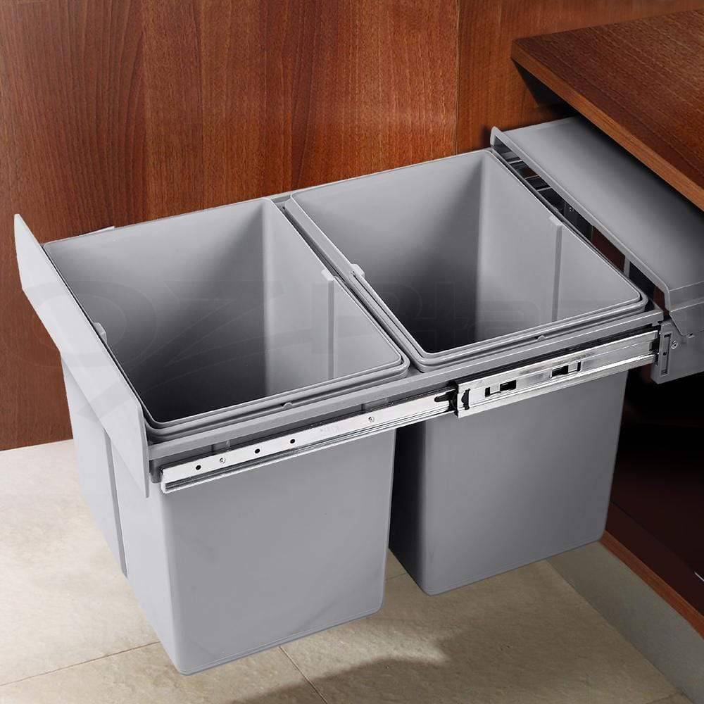 Pull Out Kitchen Bin - Grey Cefito 2x15L