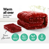 Giselle Bedding Faux Mink Quilt King Size Burgundy