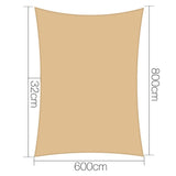 Instahut Shade Sail Cloth Rectangle Shadesail Heavy Duty Sand Sun Canopy 6x8m