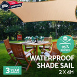 Instahut 2 x 4m Waterproof Rectangle Shade Sail Cloth - Sand Beige