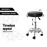 Artiss Round Salon Stool Black PU Swivel Barber Hair Dress Chair Hydraulic Lift