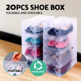 Set of 20 Transparent Stackable Shoe Storage Box