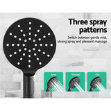 Cefito WELS 9'' Rain Shower Head Taps Round Handheld High Pressure Wall Black