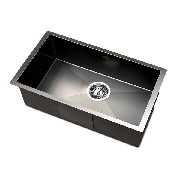 Cefito Stainless Steel Kitchen Sink 450X300MM Under/Topmount Sinks Laundry Bowl Black