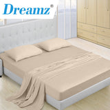 DreamZ 4 Pcs Natural Bamboo Cotton Bed Sheet Set in Size King Ivory