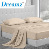 DreamZ 4 Pcs Natural Bamboo Cotton Bed Sheet Set in Size King Ivory