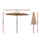 Instahut Outdoor Umbrella Umbrellas Tilt Sun Patio UV 2.7m